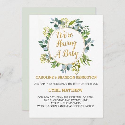 Eucalyptus, we krijgen een baby Aankondiging (Voorkant / Achterkant)