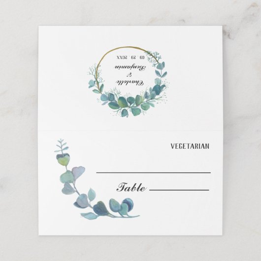 Eucalyptus Weddenschap-keuze en tabelnummer (Buitenkant ongevouwen)