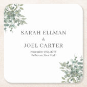 Eucalyptus Weddenschap Vierkante Kartonnen Onderzetter (Voorkant)