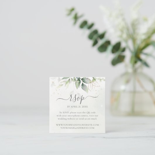 Eucalyptus Weddenschap Website QR Code RSVP Informatiekaartje (Staand voorkant)