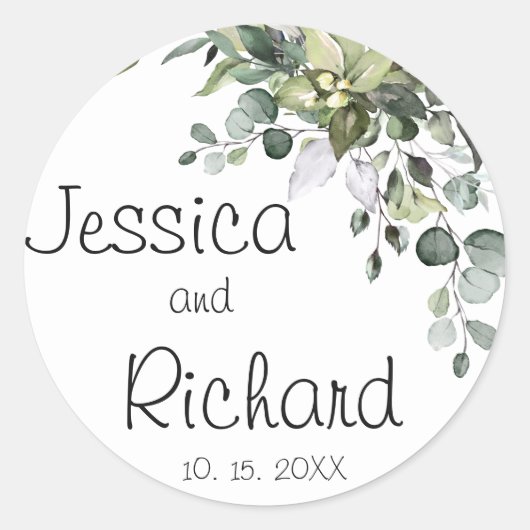 Eucalyptus Wedding classic round sticker (Voorkant)