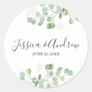 Eucalyptus Wedding Envelope Seal Elegant Sticker