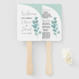 Eucalyptus Wedding Flower Hand Fan Programma Handwaaier
