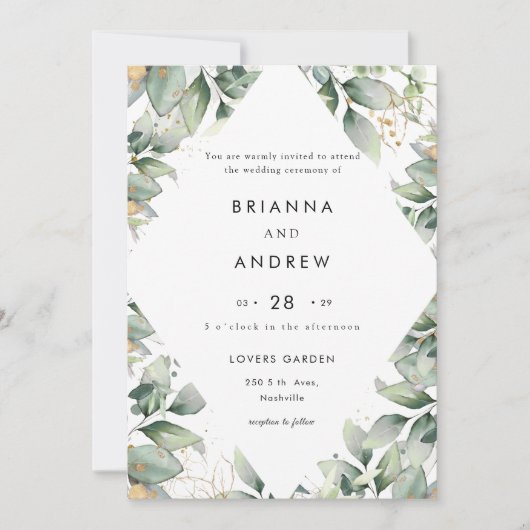 Eucalyptus Wedding Invitation (Devant)