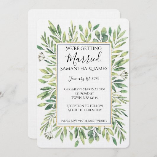 Eucalyptus Wedding Invitation (Devant / Derrière)