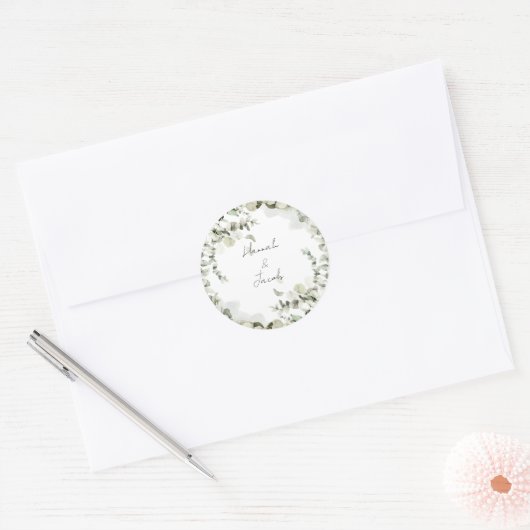 Eucalyptus Wedding Invitation Envelope Seal Ronde Sticker (Envelop)