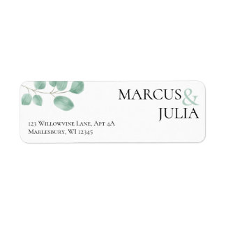 Eucalyptus Wedding Invitation Retour Adreslabel Etiket