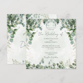 Eucalyptus Wedding Invitation Square 1001  (Devant / Derrière)