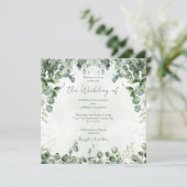 Eucalyptus Wedding Invitation Square 1001  (Debout devant)