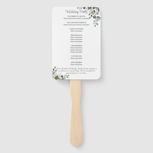Eucalyptus Wedding Programme Handje Fan Handwaaier (Achterkant)