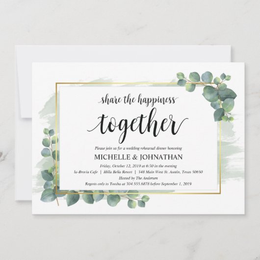 Eucalyptus Wedding Rehearsal Dinner Invitations Kaart (Voorkant)
