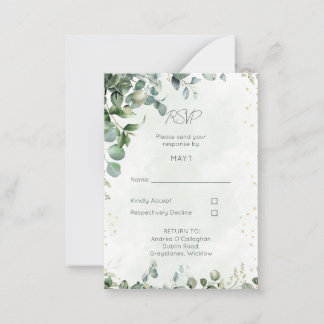 Eucalyptus Wedding RSVP Card 1001 Notitiekaartje