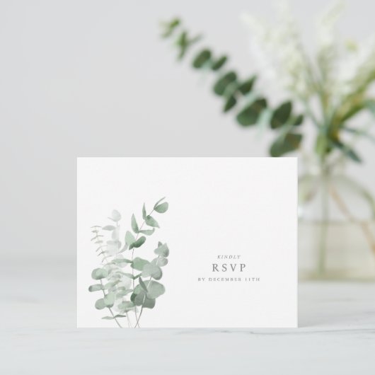 Eucalyptus Wedding RSVP Kaart (Staand voorkant)