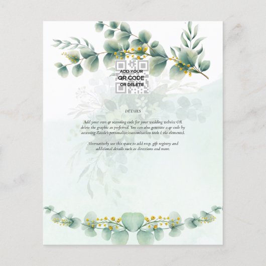Eucalyptus Wedding RSVP Qr Code Modern Greenery (Achterkant)