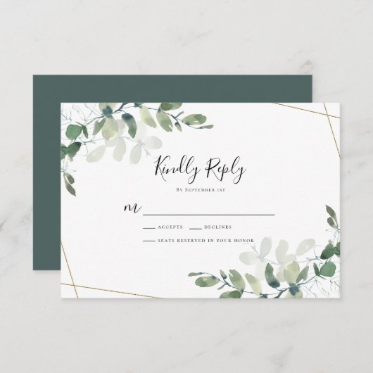 Eucalyptus Wedding RSVP Respons Kaart (Voorkant / Achterkant)
