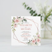 Eucalyptus Wedding Square Copper Geometric Floral Kaart (Staand voorkant)