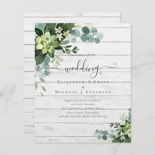 Eucalyptus Wedding Waterverf Greenery Invitations (Voorkant / Achterkant)