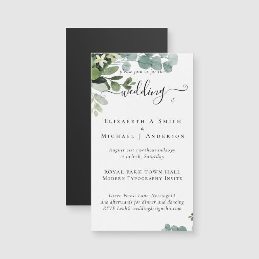 Eucalyptus Wedding Waterverf Greenery Invitations (Voorkant / Achterkant)