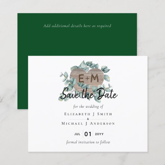 Eucalyptus Wedding - Waterverf Greenery Monogram (Voorkant / Achterkant)