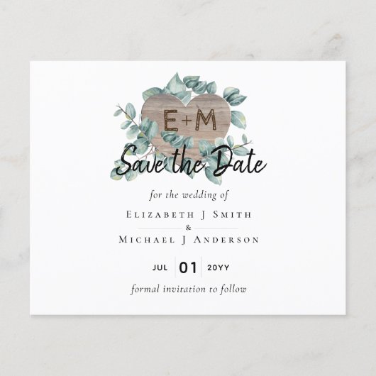 Eucalyptus Wedding - Waterverf Greenery Monogram (Voorkant)