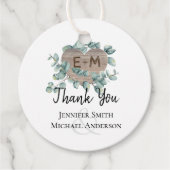 Eucalyptus Wedding - Waterverf Greenery Monogram Bedankjes Labels (Voorkant)