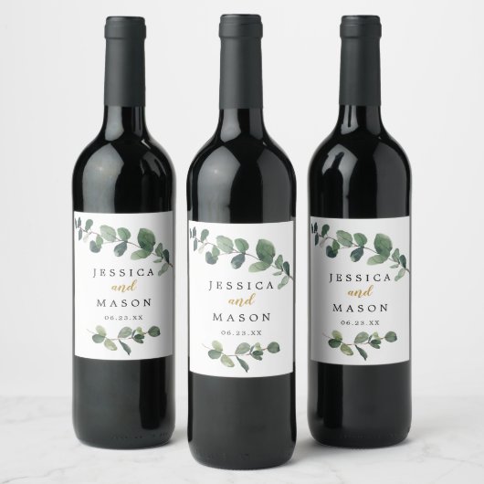 Eucalyptus Wedding Wine Labels Wijn Etiket (Flessen)
