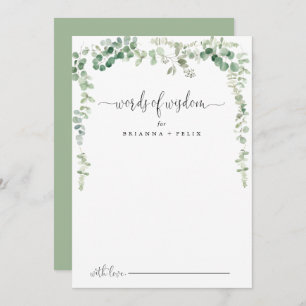 Eucalyptus Wedding Words of Wisdom Advice Kaart