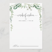 Eucalyptus Wedding Words of Wisdom Advice Kaart (Voorkant)