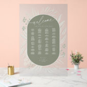 Eucalyptus Wedding Wreath Seating Chart Grn ID901 Acryl Bord (Huwelijk)