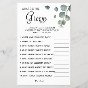 Eucalyptus What groom say Vrijgezellenfeest game c Flyer