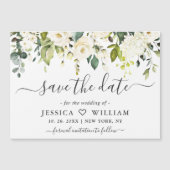 Eucalyptus White Roses Save the Date Magnetic Kaar (Voorkant)