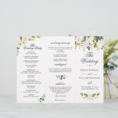Eucalyptus White Roses Wedding Ceremony Programme (Staand voorkant)