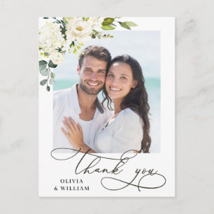 Eucalyptus White Roses Weduwfoto Hartelijk dank Briefkaart
