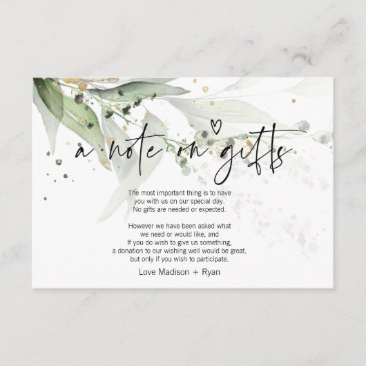Eucalyptus Wishing well Mariage Note sur la carte  (Devant)