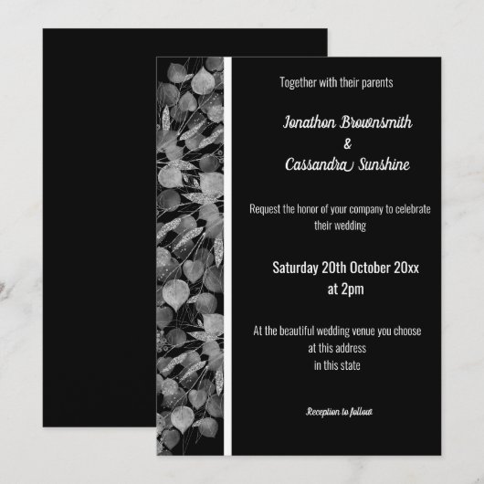 EUCALYPTUS WIT ZWART ZILVEREN RAND WIT KAART (Voorkant / Achterkant)