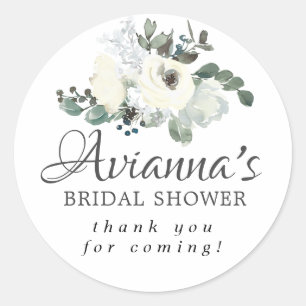 Eucalyptus Witte Bloem Bruiloft Dank Je  Ronde Sticker