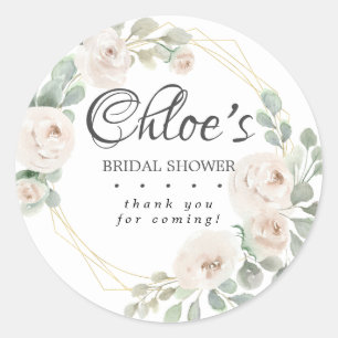Eucalyptus Witte Bloem Bruiloft Dank Je Wel Ronde Sticker