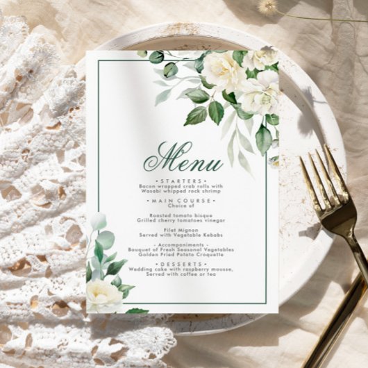 Eucalyptus Witte Bloemen Trouwmenu 5x7 Menu