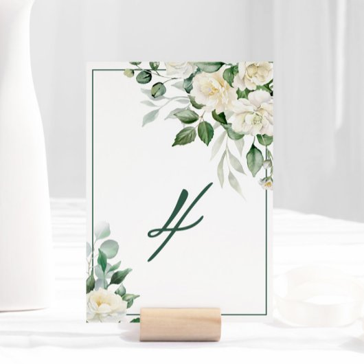 Eucalyptus Witte Bloemen Trouwtafel Nummer Kaart