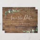 Eucalyptus Wood Weddenschap Save The Date (Voorkant / Achterkant)