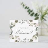 Eucalyptus Wreate zal mijn Bridesmaid zijn Uitnodiging Briefkaart (Staand voorkant)