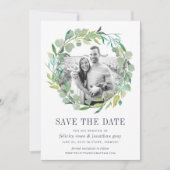 Eucalyptus Wreatfoto Save the Date Kaart (Voorkant)
