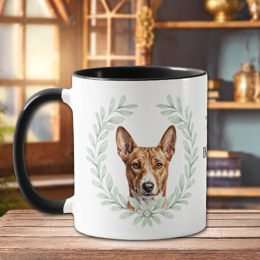 Eucalyptus Wreath Basenji Hound Dog Monogram Mok