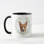 Eucalyptus Wreath Basenji Hound Dog Monogram Mok (Links)