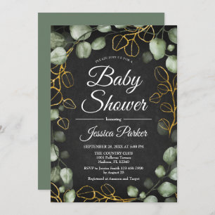 Eucalyptus Wreath Chalkboard Baby shower Kaart