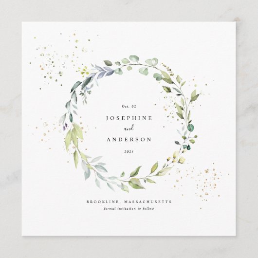 Eucalyptus Wreath Enregistrer Le Menu Date (Devant)