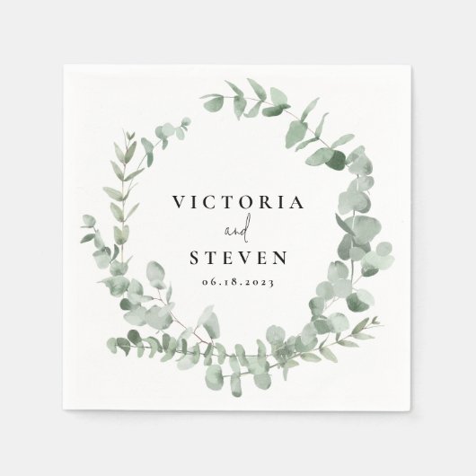 Eucalyptus Wreath Greenery Wedding Servet (Voorkant)