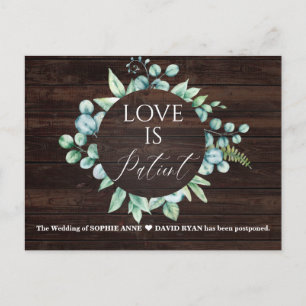 Eucalyptus Wreath Love is Patiënt Wedding Update Briefkaart