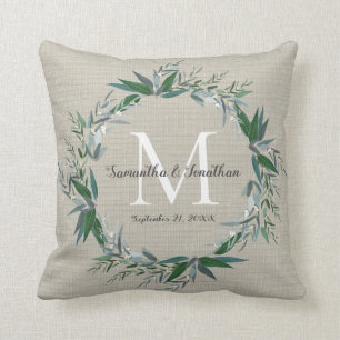Eucalyptus Wreath Monogram Chic Wedding Keepomwill Kussen