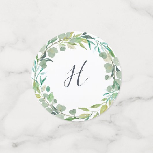 Eucalyptus Wreath Personalized Weddenschap Confetti (Kleine voorkant)